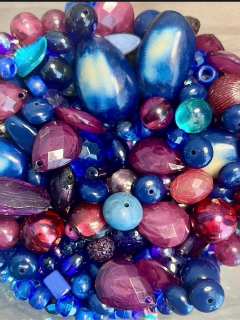 Mixed Bead Assortment in Deep Blue, Purple & Teal